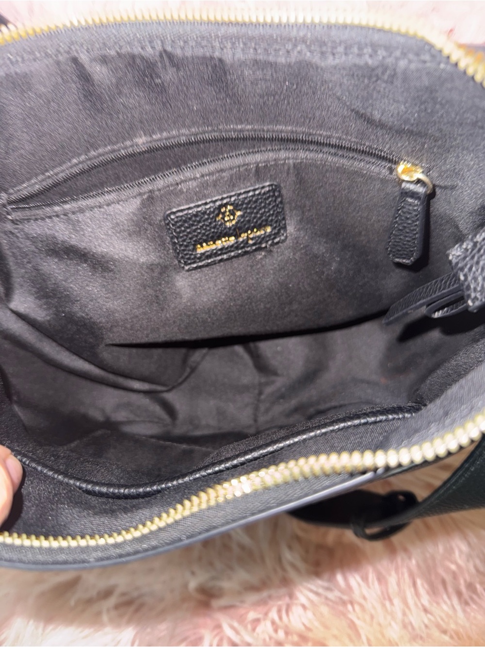 Nanette Lepore Black Pebbled Leather Crescent Crossbody with Gold Hardware - Picture 4 of 5